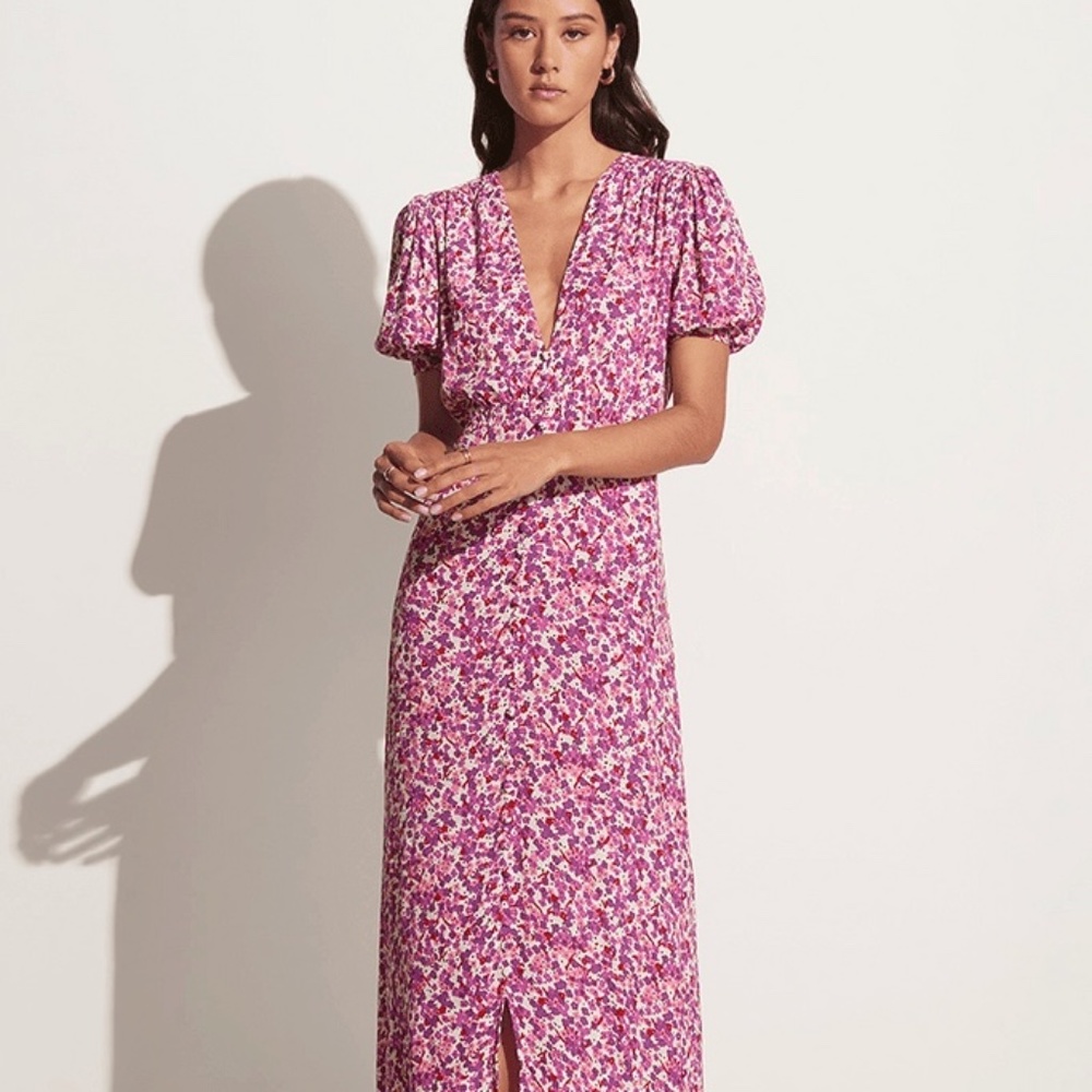Faithfull The Brand - Bellavista Midi Dress Lou Floral Print Violet $209.00 BNIB
